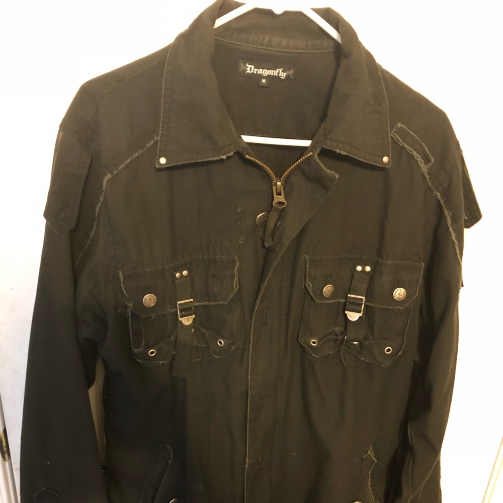 Dragon fly mens zip up jacket Black color size M